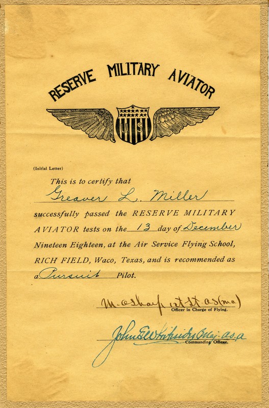 Reserve Certificate