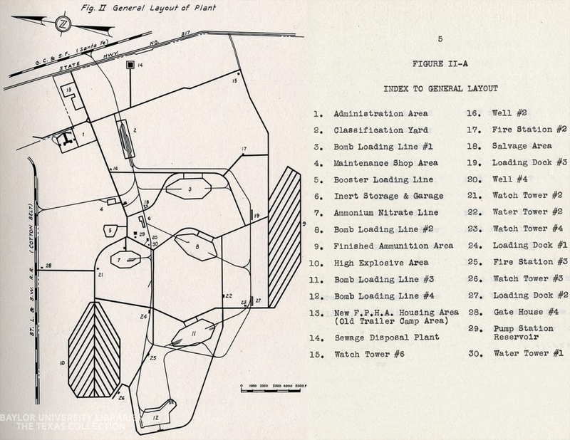 1940s McGregor, Texas: Map of Bluebonnet Ordnance Plant